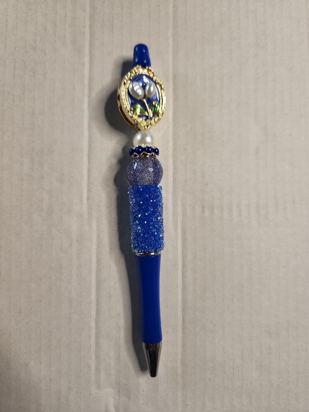 Blue Decorative Beaded Ballpoint Pen